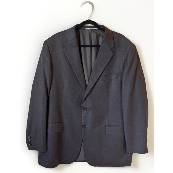 Hickey Freeman Suit Jacket 46Reg Worsted Wool Made in USA Dark Gray - Picture 1 of 12